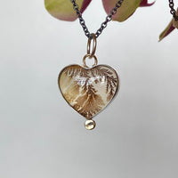 Dendritic Agate Heart Pendant Necklace