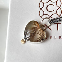 Dendritic Agate Heart Pendant Necklace