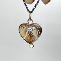 Dendritic Agate Heart Pendant Necklace