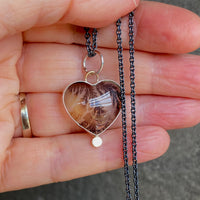Dendritic Agate Heart Pendant Necklace