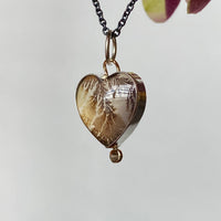 Dendritic Agate Heart Pendant Necklace