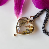 Dendritic Agate Heart Pendant Necklace