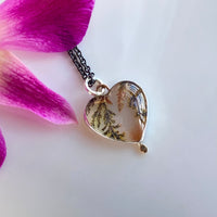 Dendritic Agate Heart Pendant Necklace