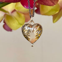 Dendritic Agate Heart Pendant Necklace
