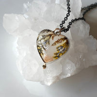 Dendritic Agate Heart Pendant Necklace