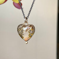 Dendritic Agate Heart Pendant Necklace