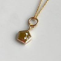 Green Yellow Diamond Pendant Necklace, 18k Gold, April Birthstone