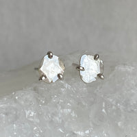 One-of-a-kind Sterling Silver Polki Cut Diamond Slice Earrings, April Birthstone Earrings, Bridesmaid Earrings