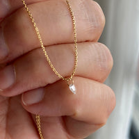 Diamond Drop Necklace, 18k Gold and Diamond Necklace, April Birthstone Necklace