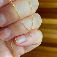 Diamond Drop Necklace, 18k Gold and Diamond Necklace, April Birthstone Necklace