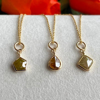 Cognac Brown Diamond Pendant Necklace, 18k Gold, April Birthstone