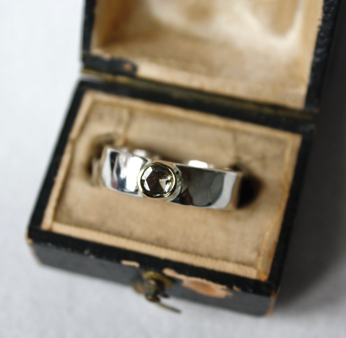 Brown Salt and Pepper Diamond and Mixed Metal Ring, Wedding Ring, Engagement Ring