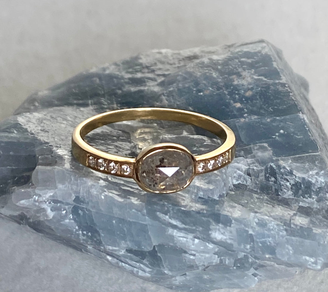 Grey Diamond Ring, Wedding or Engagement Ring, April Birthstone Ring