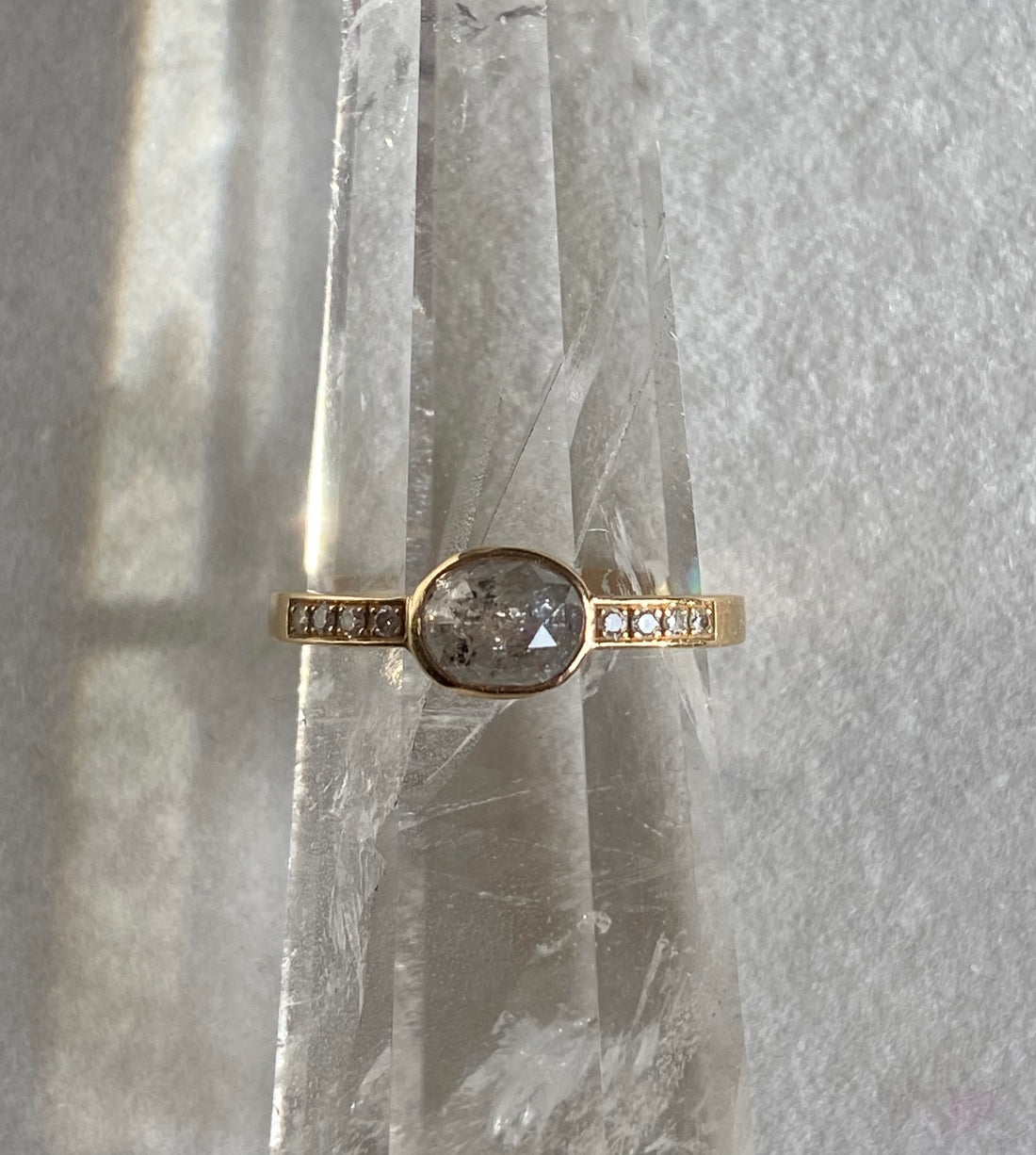 Grey Diamond Ring, Wedding or Engagement Ring, April Birthstone Ring