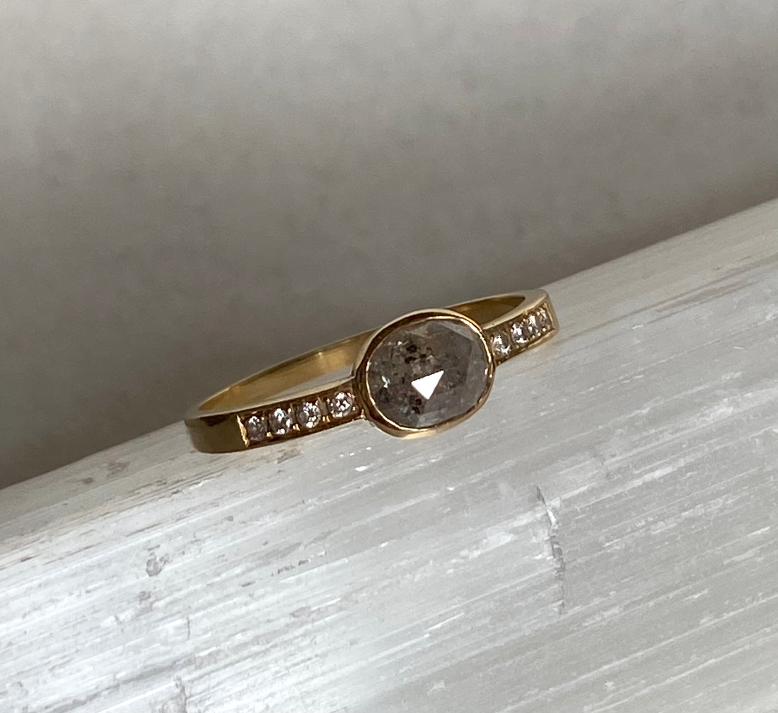 Grey Diamond Ring, Wedding or Engagement Ring, April Birthstone Ring