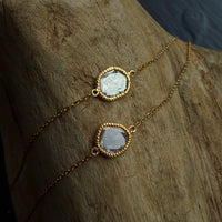 18k Gold and Salt and Pepper Diamond Slice Bracelet, April Birthstone Bracelet