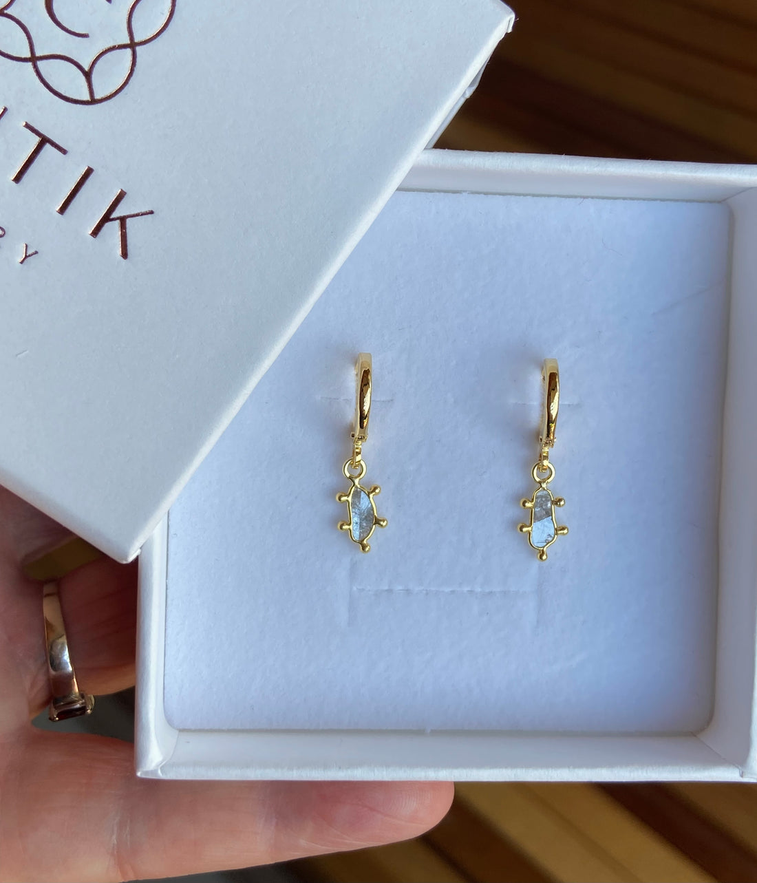 Salt and Pepper Diamond Slice Earrings