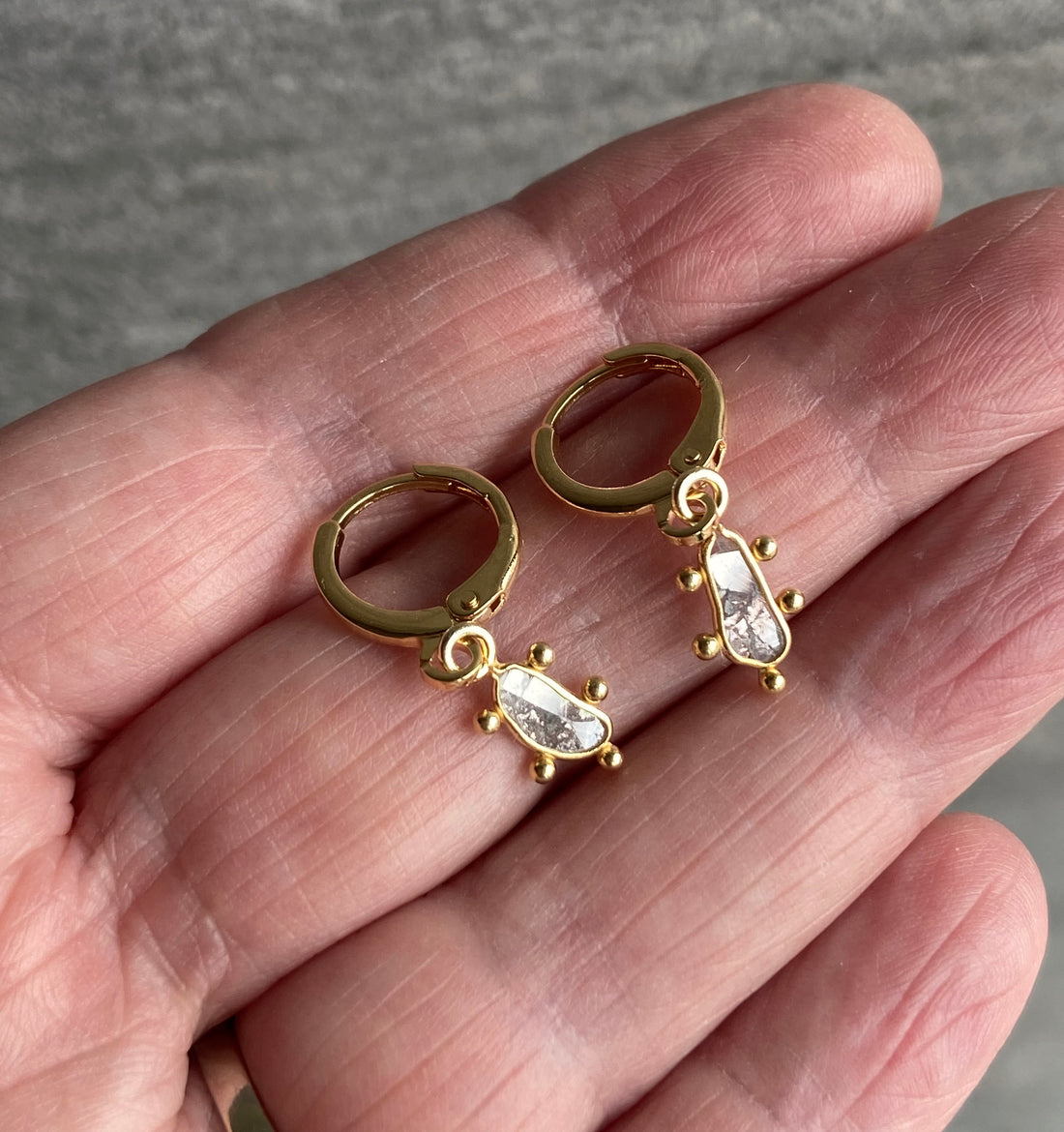 Salt and Pepper Diamond Slice Earrings