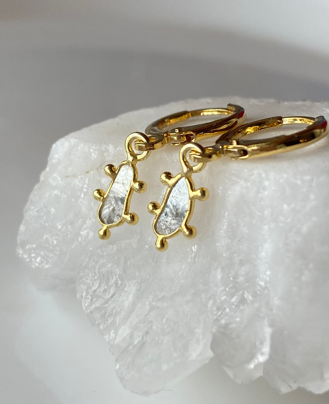 Salt and Pepper Diamond Slice Earrings