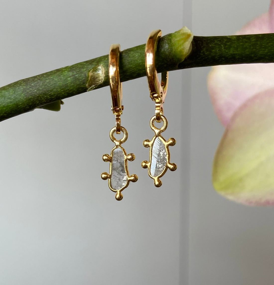 Salt and Pepper Diamond Slice Earrings