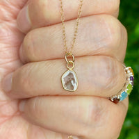 Salt and Pepper Galaxy Diamond Slice Pendant Necklace, 18k Gold