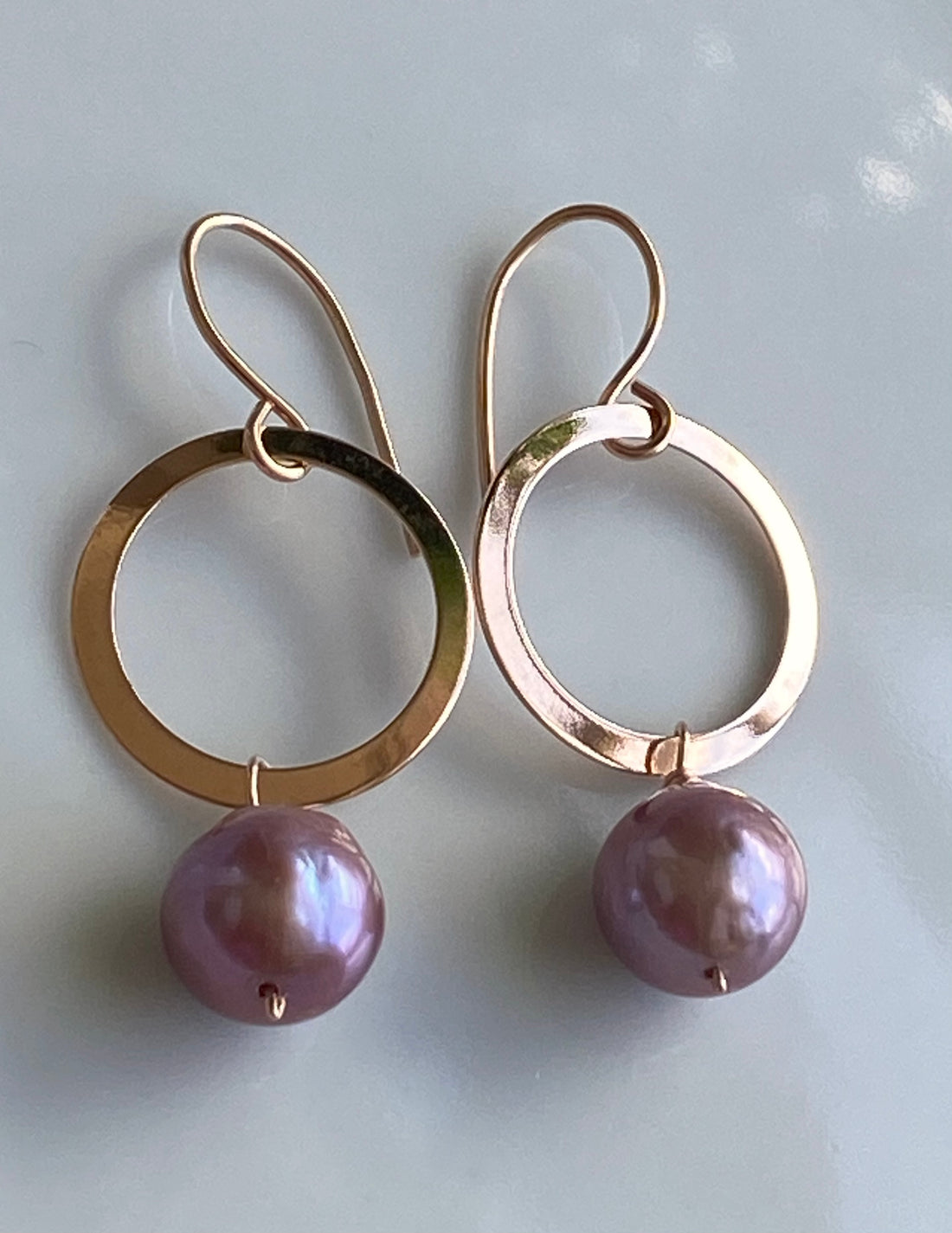 Purple Pink Edison Pearl Hoop Earrings