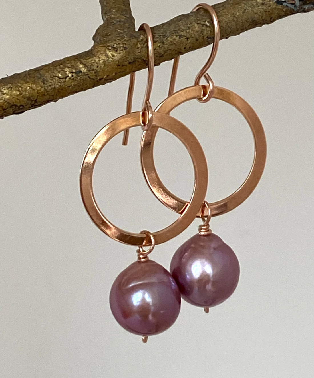 Purple Pink Edison Pearl Hoop Earrings