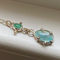 Australian Boulder Opal and Emerald Pendant Necklace, October May Birthstone Necklace