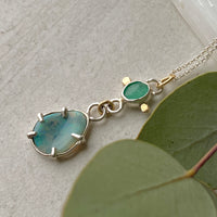 Australian Boulder Opal and Emerald Pendant Necklace, October May Birthstone Necklace