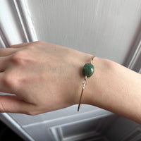 Raw Emerald Bangle Bracelet, May Birthstone Jewelry