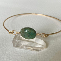 Raw Emerald Bangle Bracelet, May Birthstone Jewelry