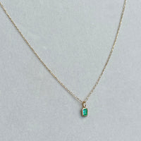 Emerald Charm Pendant Necklace, May Birthstone Jewelry