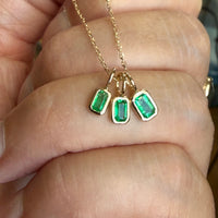 Emerald Charm Pendant Necklace, May Birthstone Jewelry