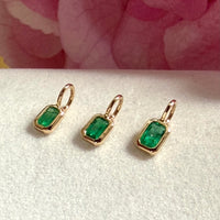 Emerald Charm Pendant Necklace, May Birthstone Jewelry