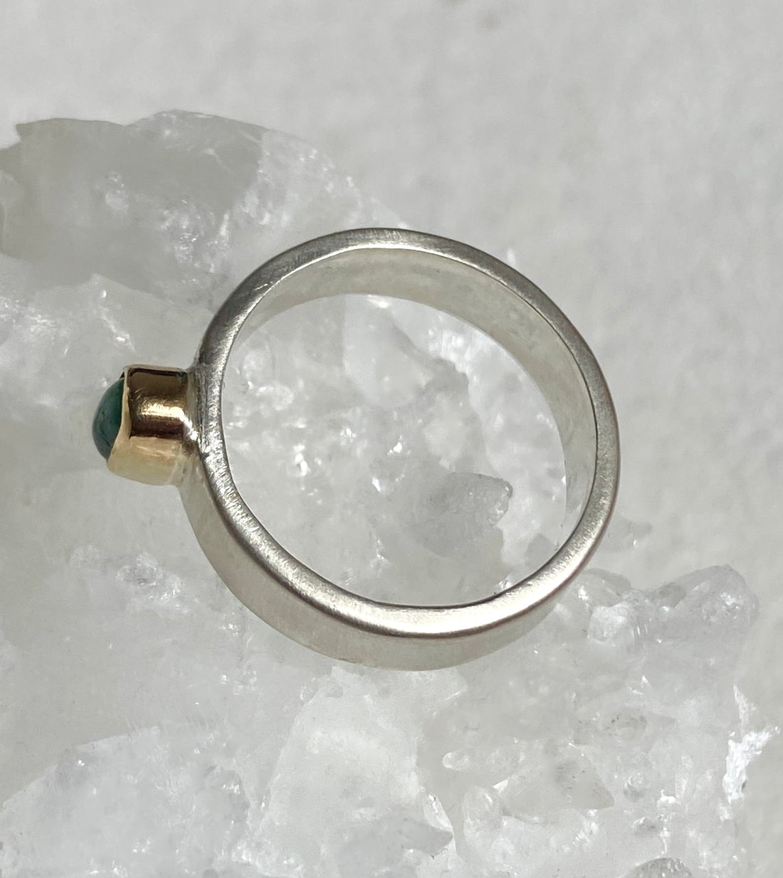 Emerald and Mixed Metal Ring, Wedding Ring, Engagement Ring, May Birthstone Ring