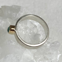 Emerald and Mixed Metal Ring, Wedding Ring, Engagement Ring, May Birthstone Ring