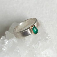 Emerald and Mixed Metal Ring, Wedding Ring, Engagement Ring, May Birthstone Ring