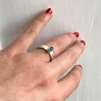 Emerald and Mixed Metal Ring, Wedding Ring, Engagement Ring, May Birthstone Ring