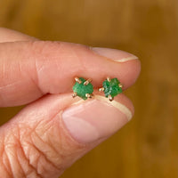 Raw Emerald  Stud Earrings, May Birthstone Earrings