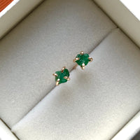 Raw Emerald  Stud Earrings, May Birthstone Earrings