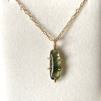 Brazilian Green Tourmalinated / Rutilated Quartz Pendant Necklace