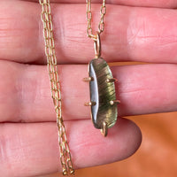 Brazilian Green Tourmalinated / Rutilated Quartz Pendant Necklace