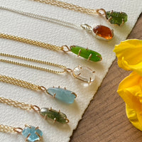 Brazilian Green Tourmalinated / Rutilated Quartz Pendant Necklace