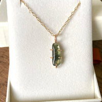 Brazilian Green Tourmalinated / Rutilated Quartz Pendant Necklace