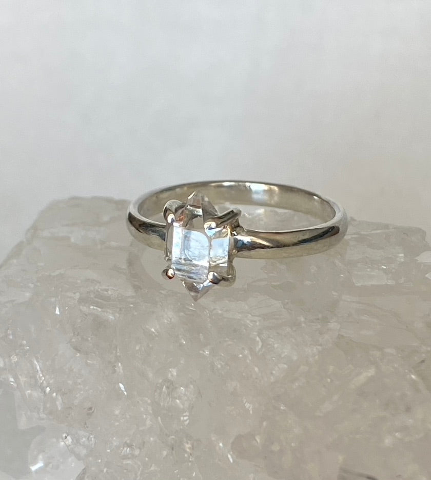 Natural Herkimer Diamond Ring, Diamond Quartz Ring