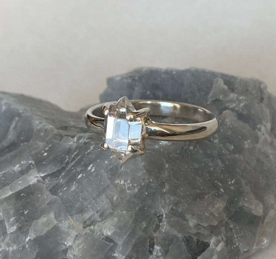 Natural Herkimer Diamond Ring, Diamond Quartz Ring