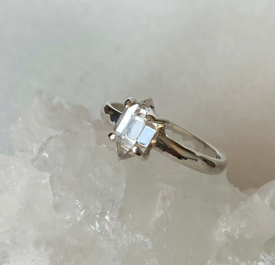 Natural Herkimer Diamond Ring, Diamond Quartz Ring