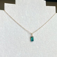 Raw Indicolite Teal Blue Tourmaline Pendant Necklace, October Birthstone Necklace