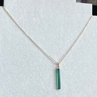 Raw Indicolite Teal Blue Tourmaline Pendant Necklace, October Birthstone Necklace