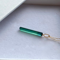 Raw Indicolite Teal Blue Tourmaline Pendant Necklace, October Birthstone Necklace